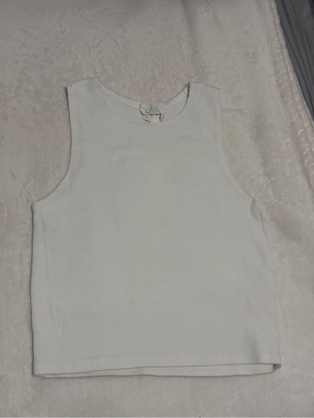 Hersy White Ribbed High-Neck Tank Top